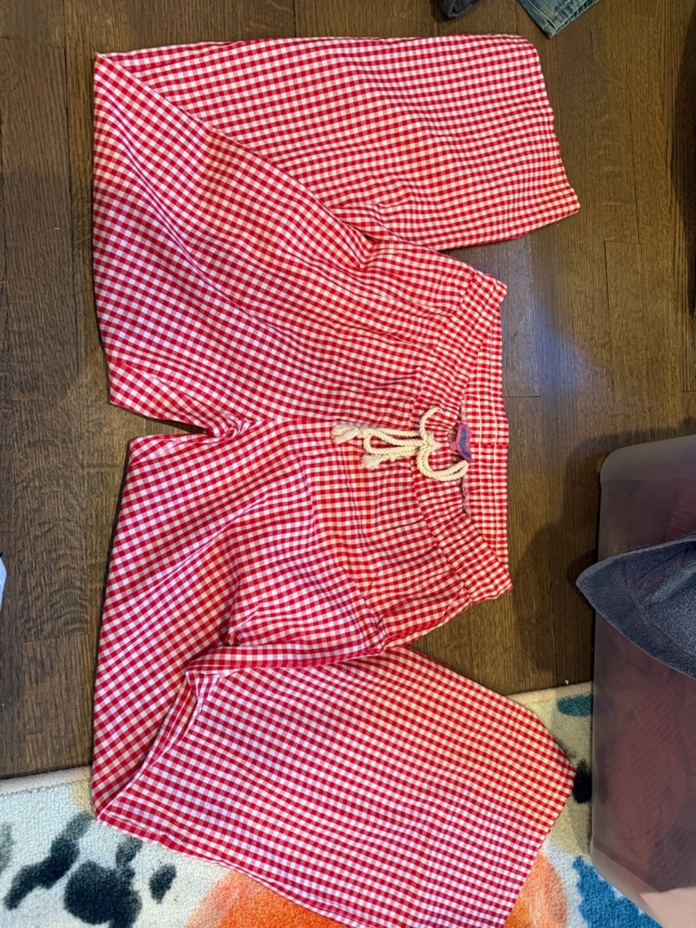 Edikted Red and White Gingham Straight Leg Pants